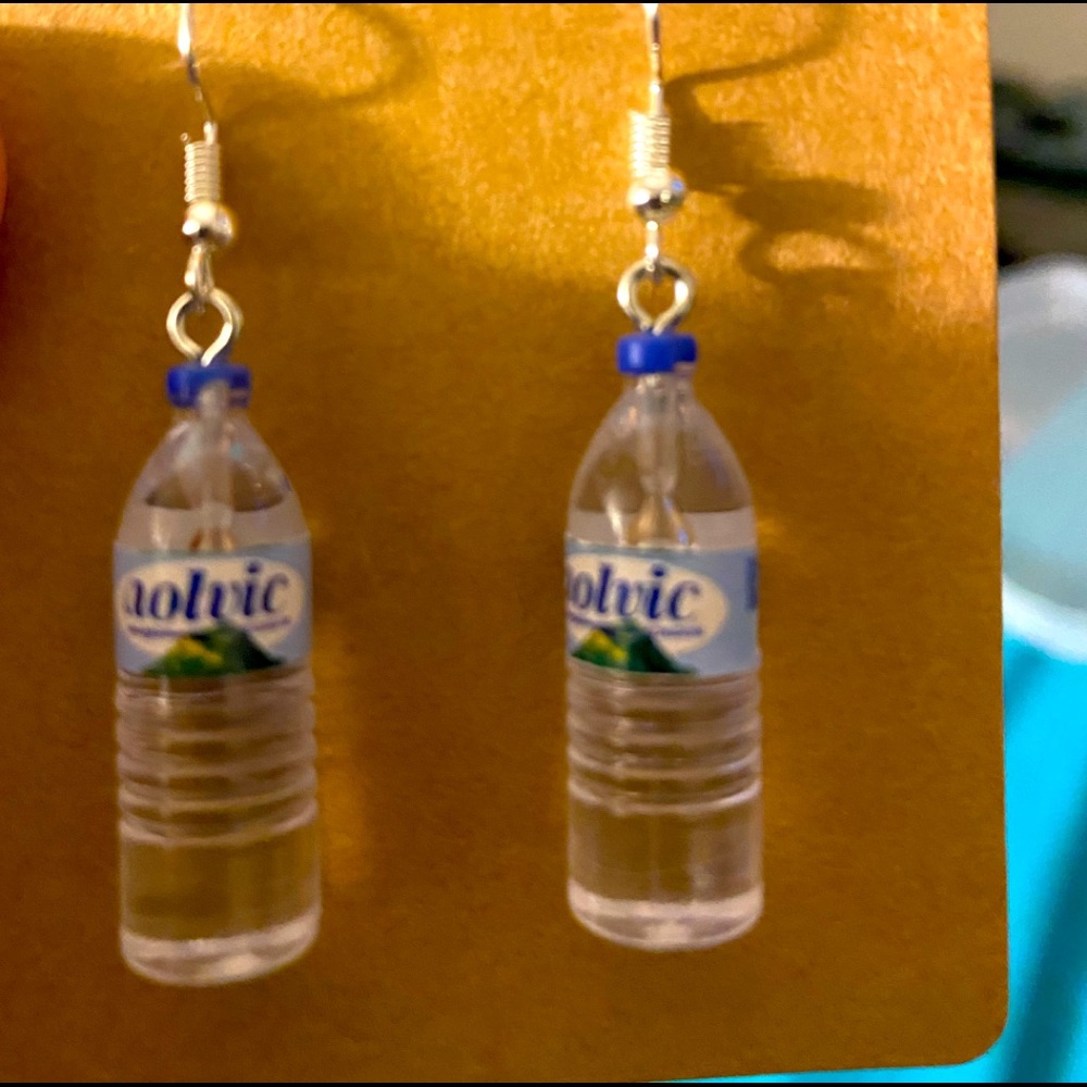 Water bottles silver-tone earrings